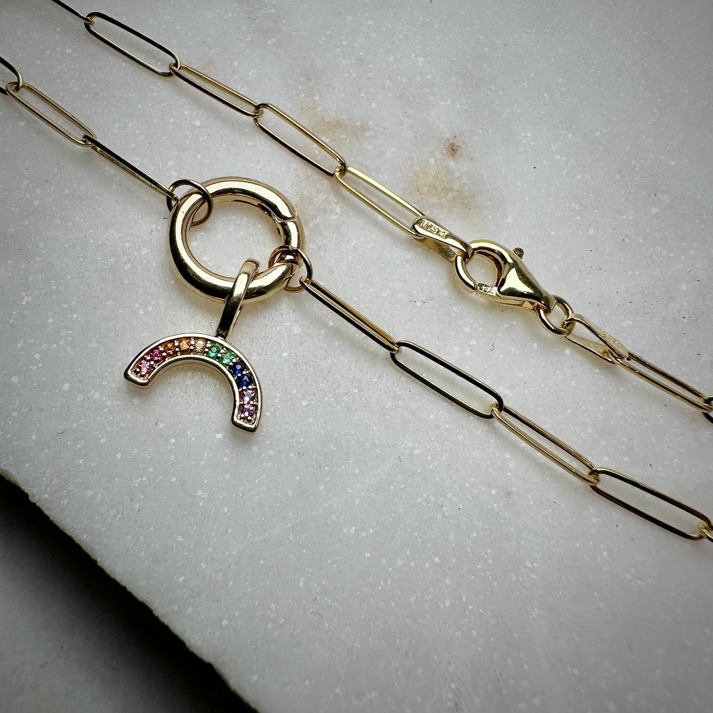 Rainbow Gemstone Charm | 14k Yellow Gold