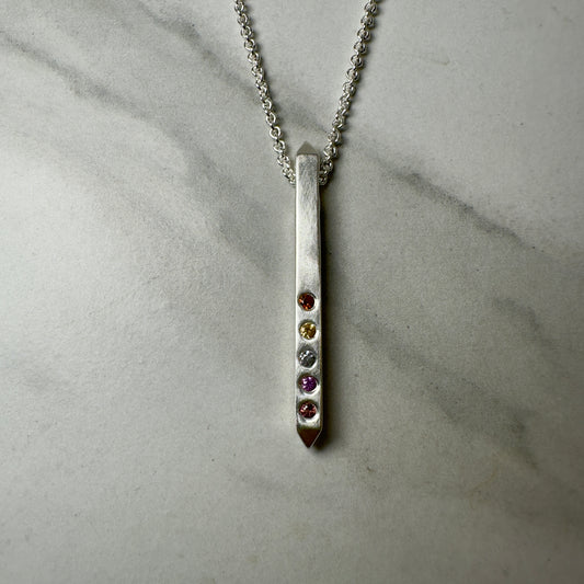 Lesbian Pride Bar Pendant | Sterling Silver