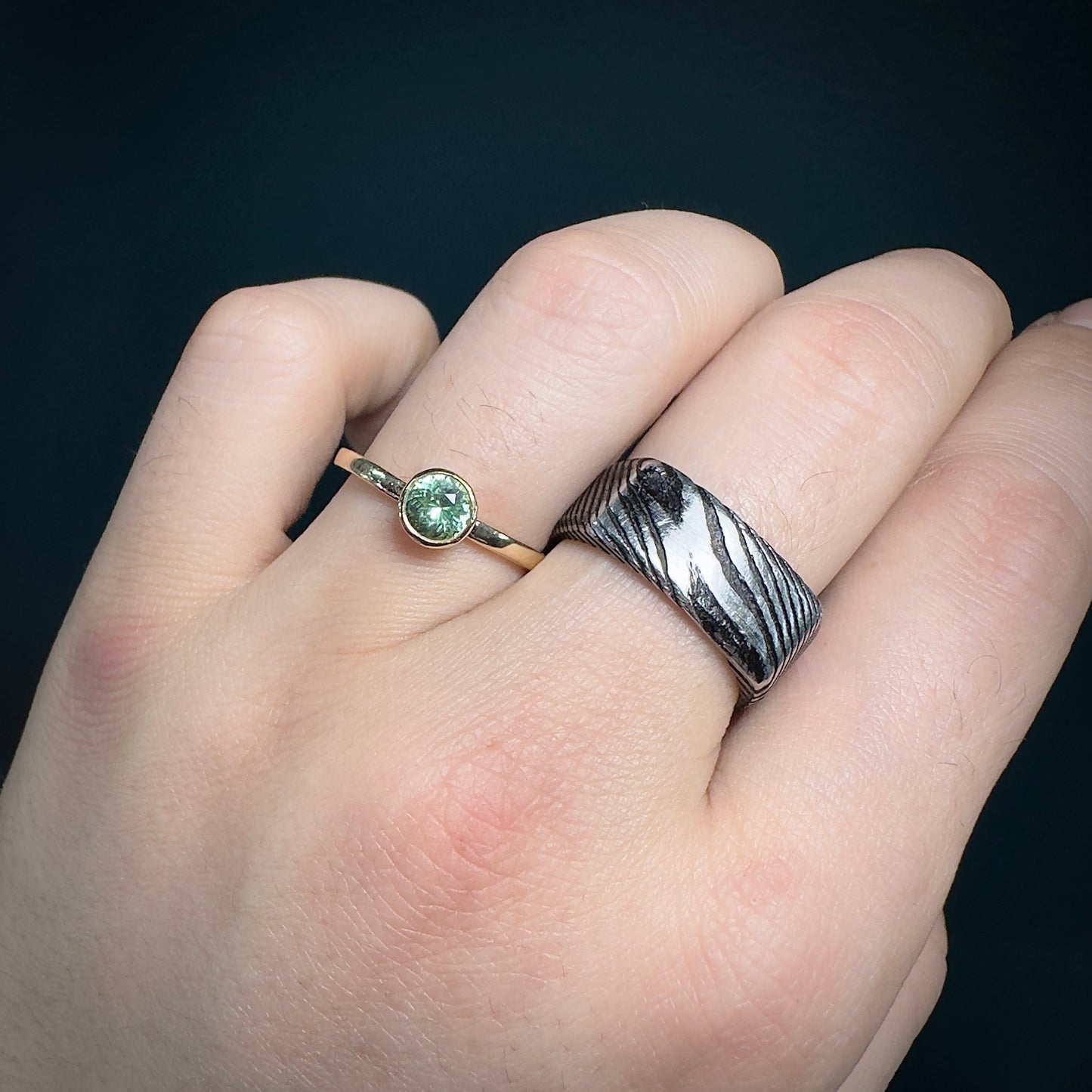 Mint Garnet Solitaire Ring