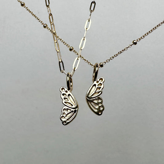 Monarch Butterfly Wing Pendant | 14k Yellow Gold