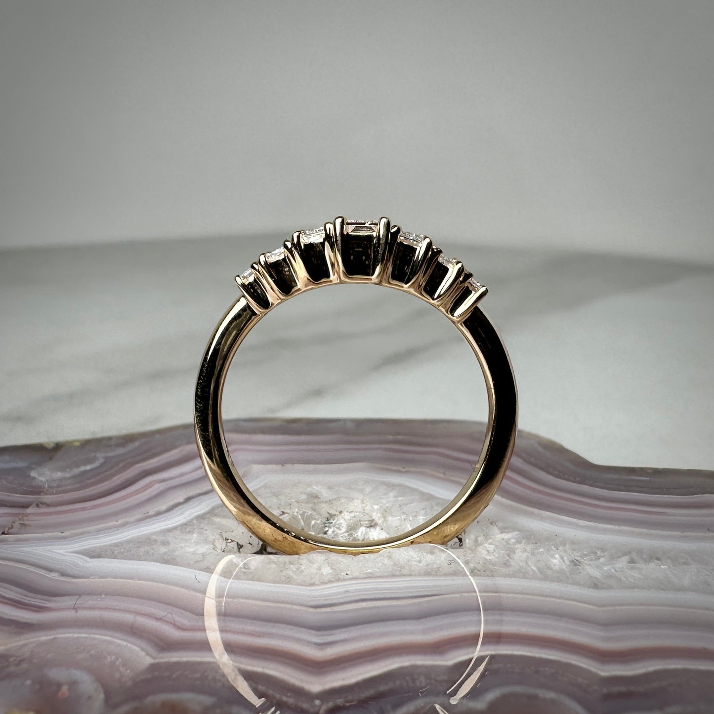 Lab Grown Graduated Baguette Diamond Ring | 14k Yellow Gold