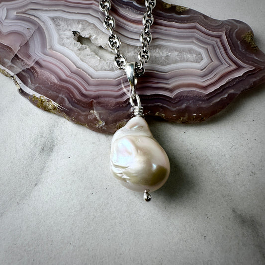 Baroque Pearl Pendant | Sterling Silver