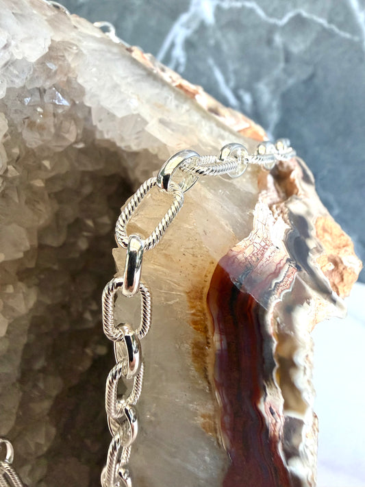 Twisted Link Long & Short Chain | 6mm Wide | Sterling Silver