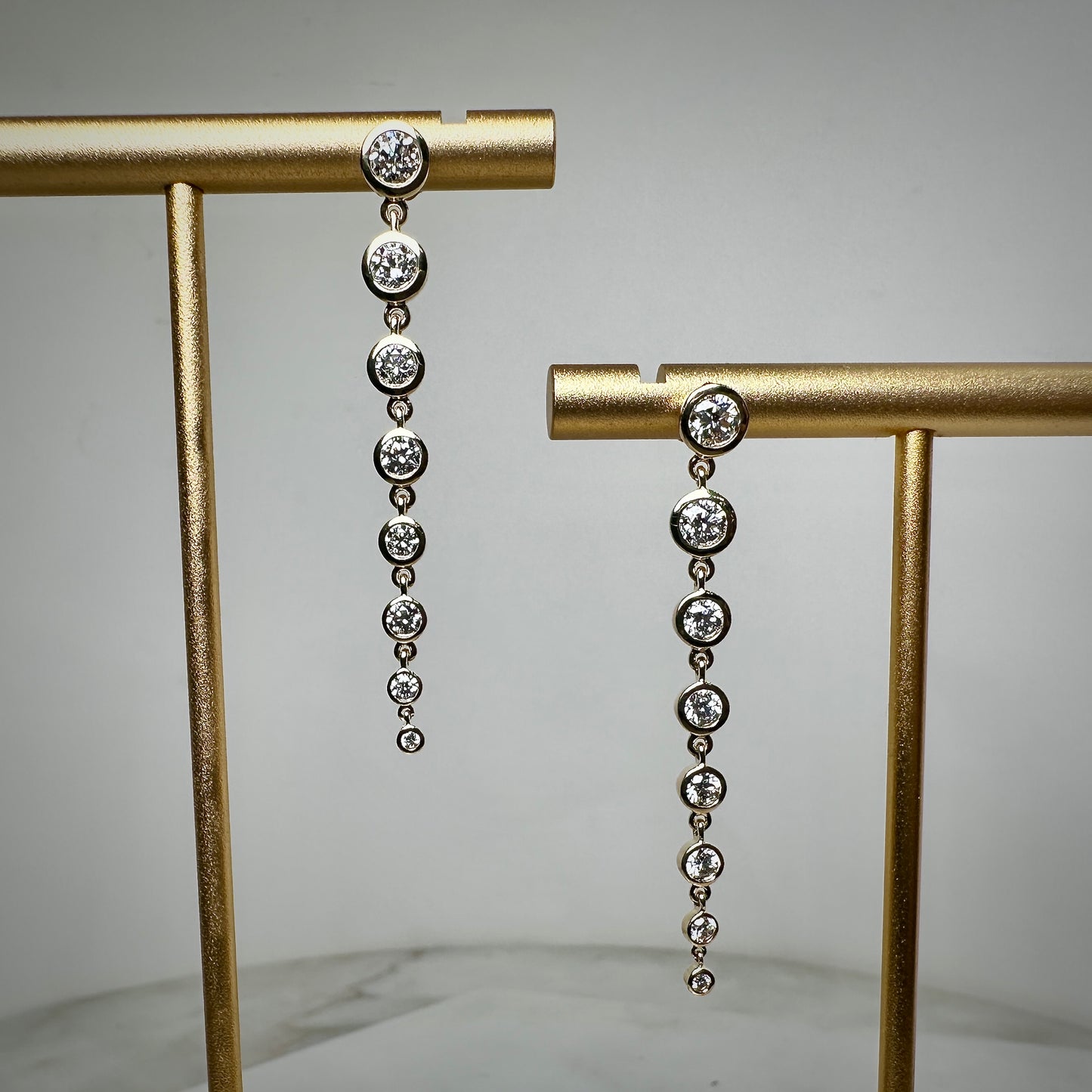 Cascading Diamond Drop Earrings | 14k Yellow Gold