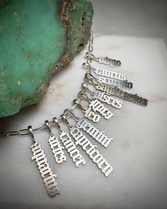 Gothic Zodiac Charms | Sterling Silver