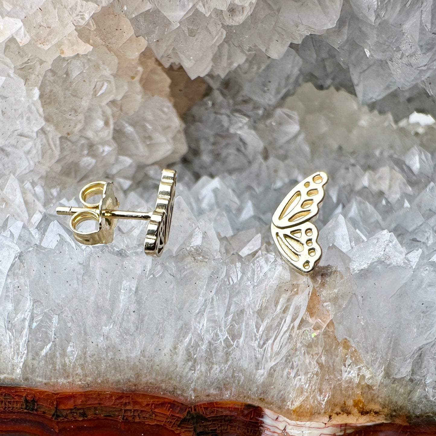 Monarch Wing Stud Earrings | 14k Yellow Gold