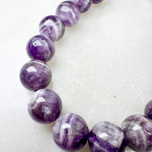 Chevron Amethyst Beaded Bracelet | Sterling Silver