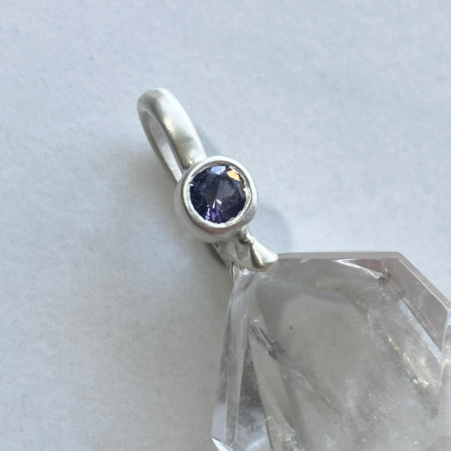 Fluorite Included Quartz Geo Pendant