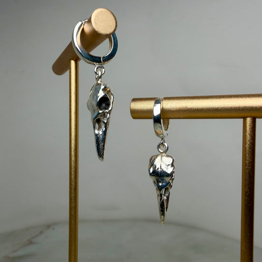 Raven Skull Earrings | Sterling Silver
