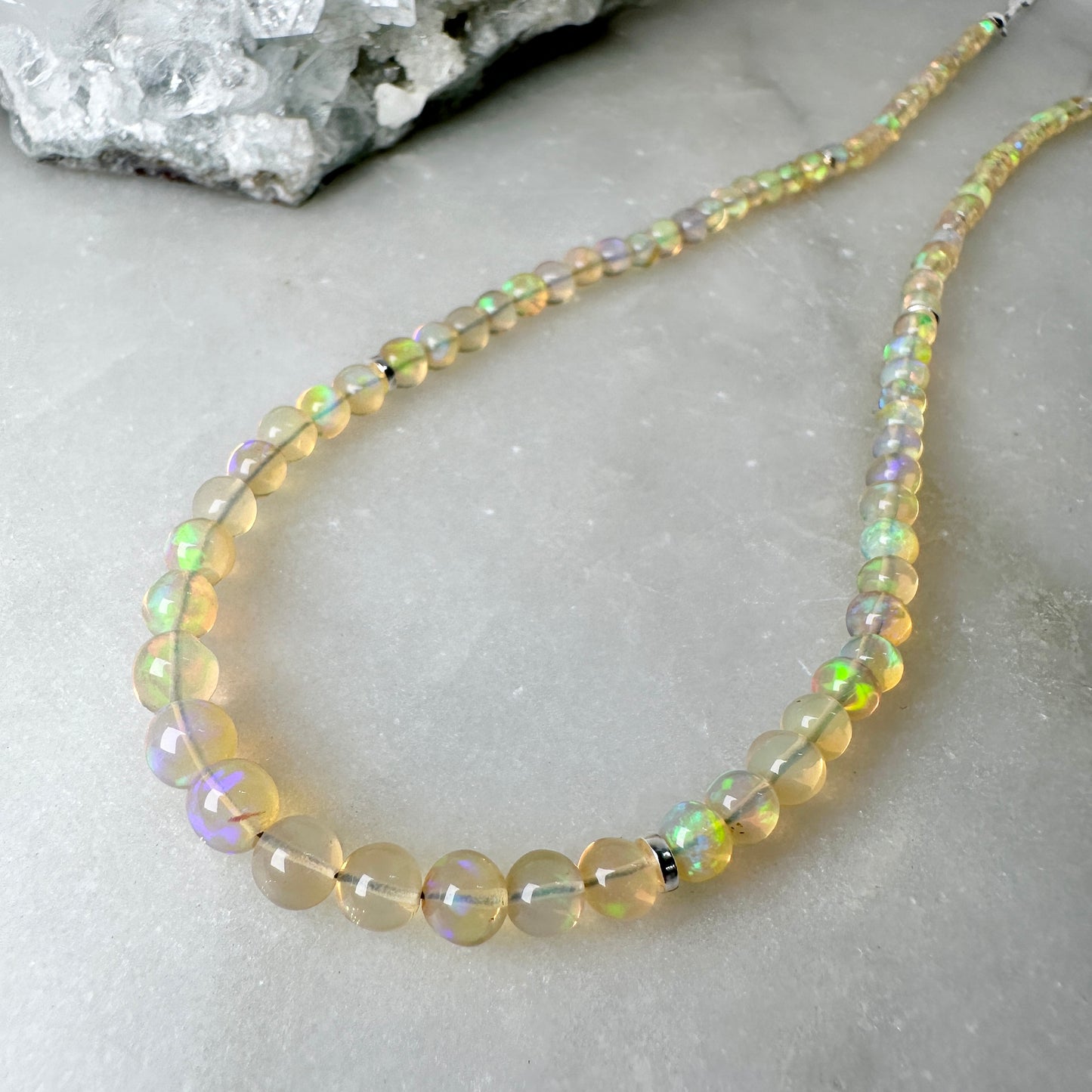 Ethiopian Opal Graduated Strand Necklace | Sterling Silver