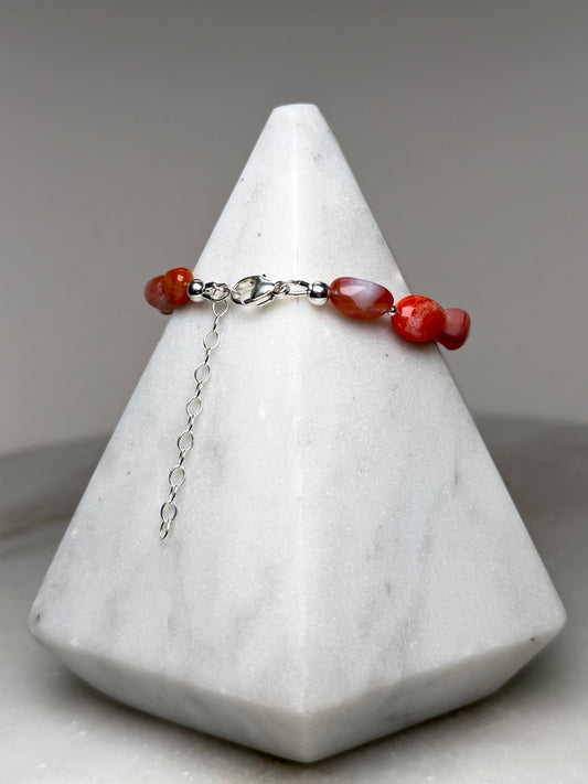 Orange Agate Pebble Bracelet | Sterling Silver