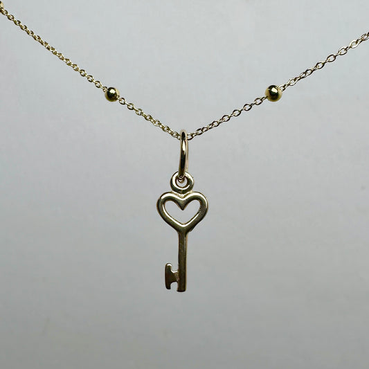 Heart Key Charm | 14k Yellow Gold
