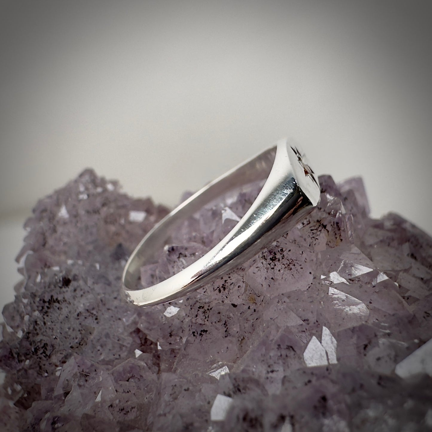 Orange Garnet Starburst Ring in Sterling Silver