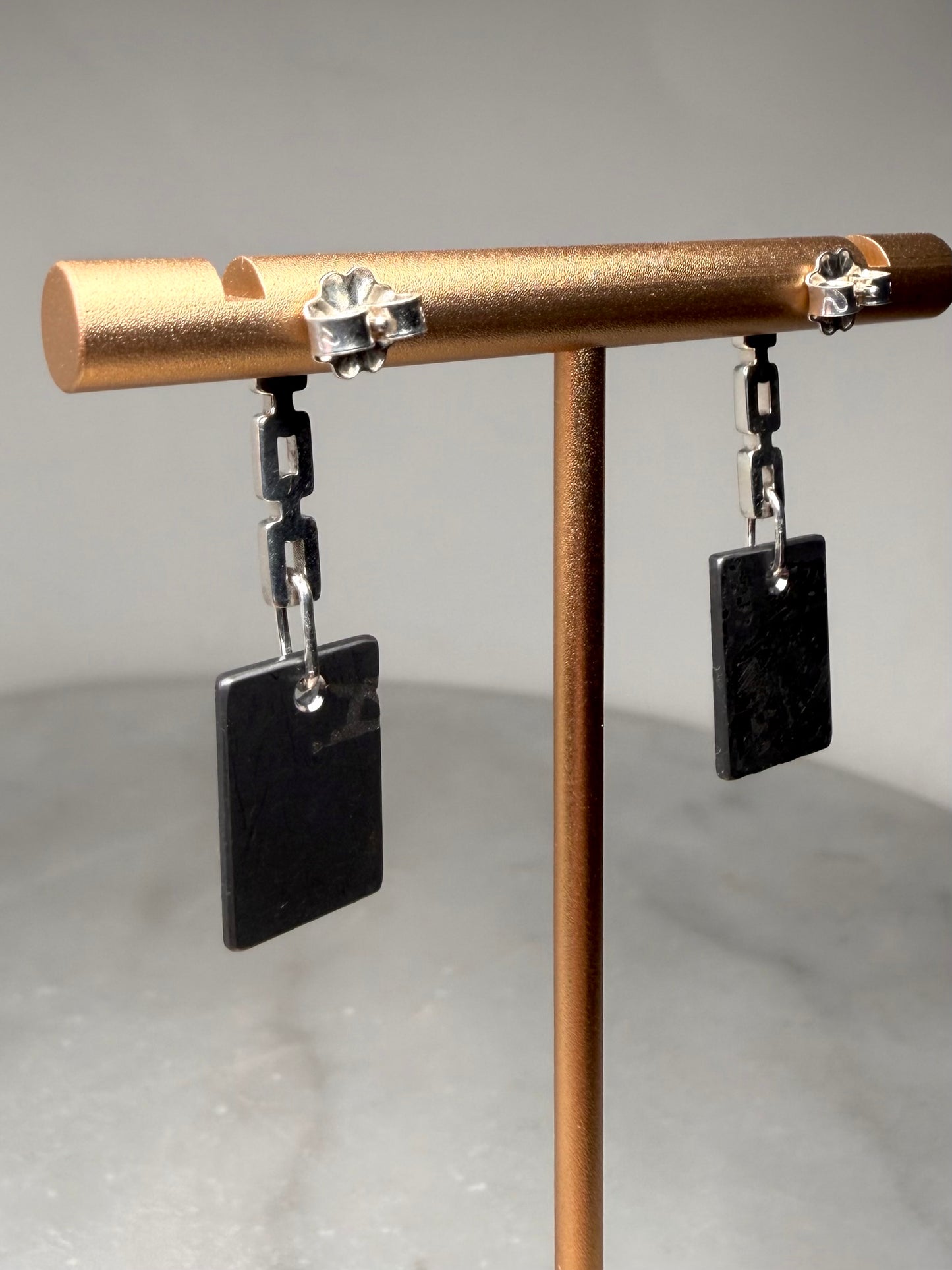 Meteorite Chain Link Earrings | Sterling Silver