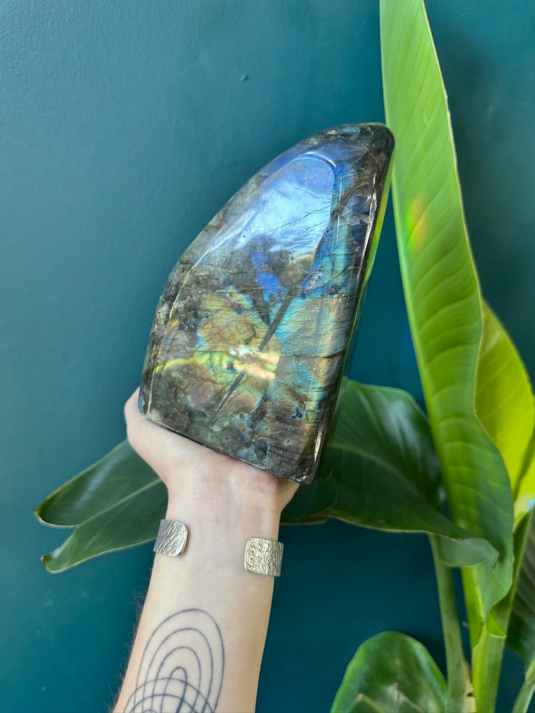 Double-Sided Blue and Rainbow Labradorite | Large Sized