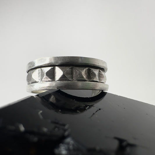 Studded Cigar Band Ring | Sterling Silver