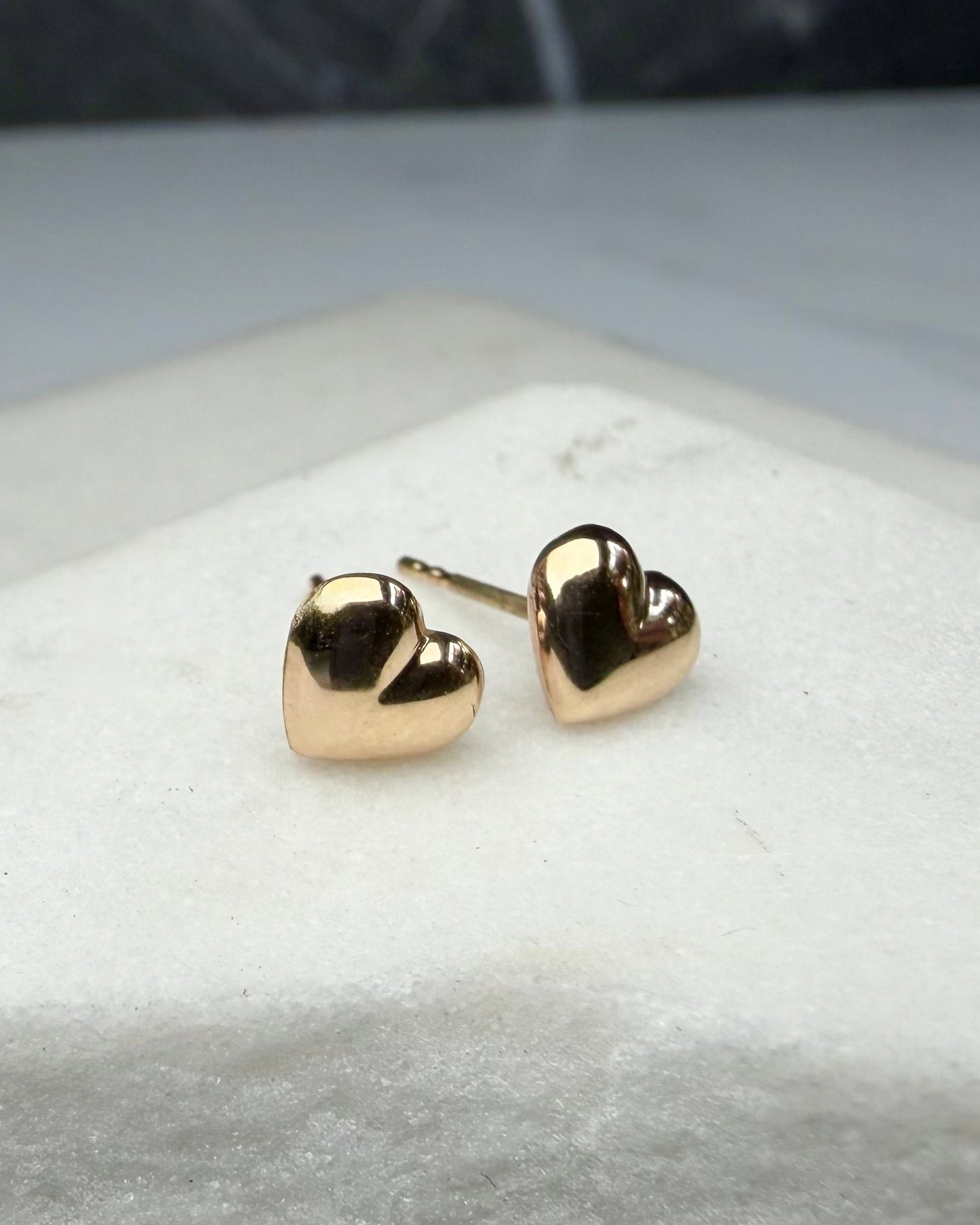 Puffy Heart Stud Earrings | 14k Yellow Gold | LUX FORGE Legacy Collection