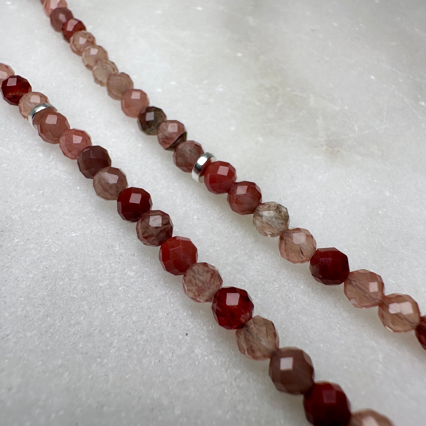 Faceted Andesine Beaded Necklace | Sterling Silver