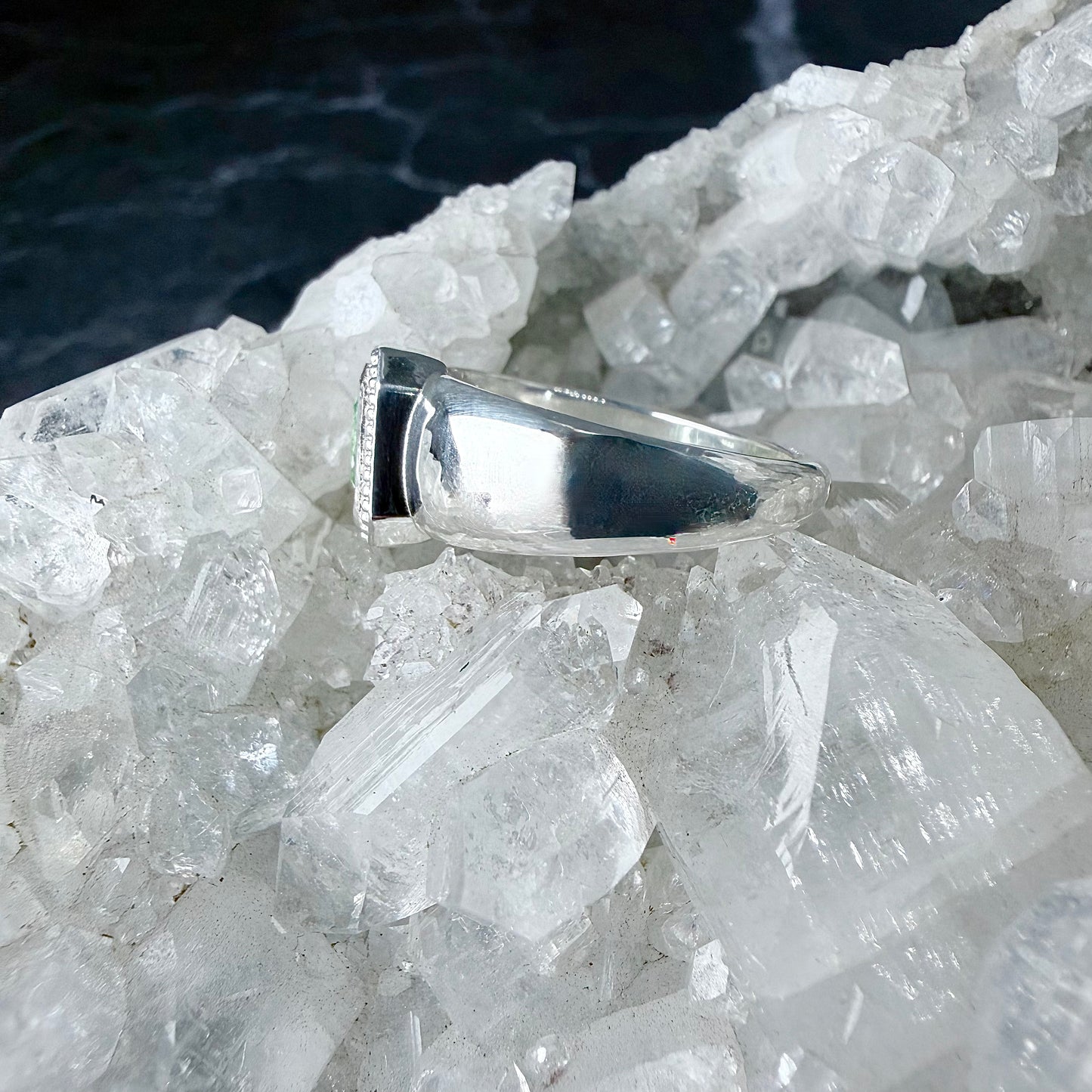 Cushion Mint Garnet Bombe Ring | Sterling Silver