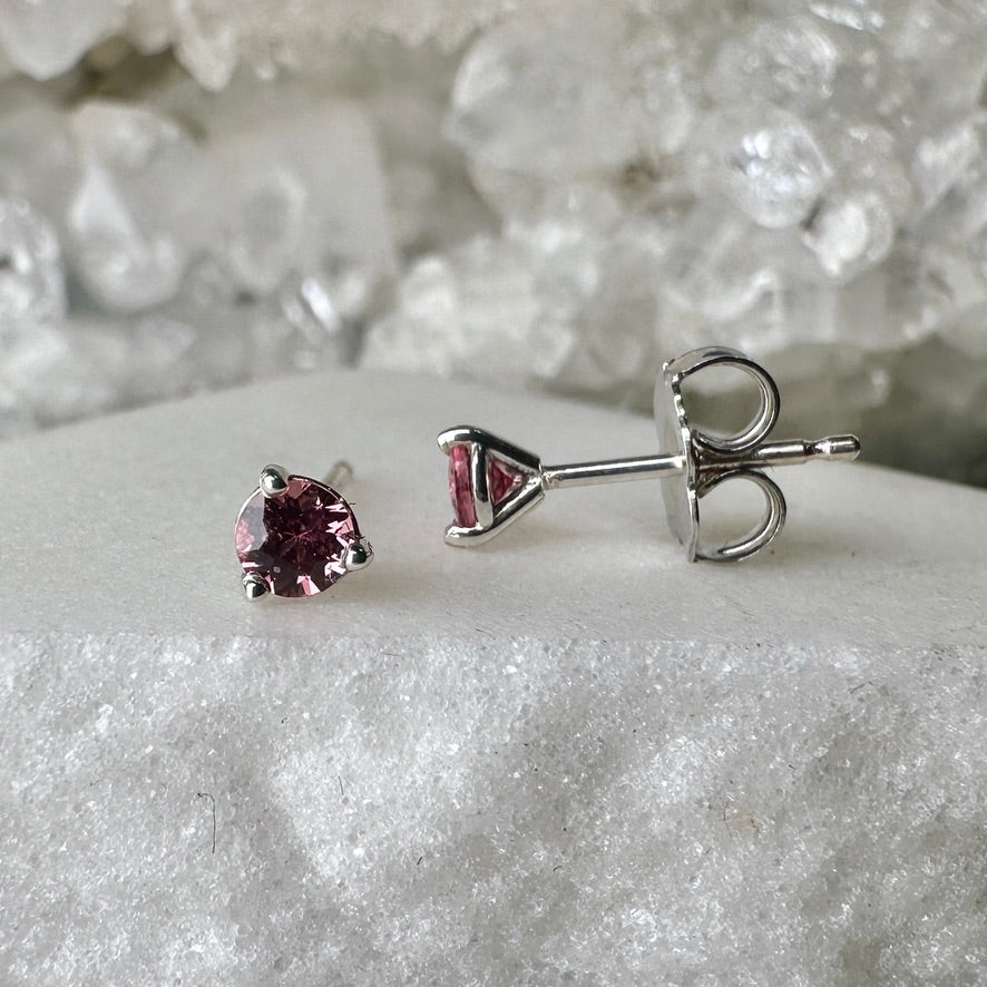 Coral Pink Spinel Stud Earrings | Sterling Silver