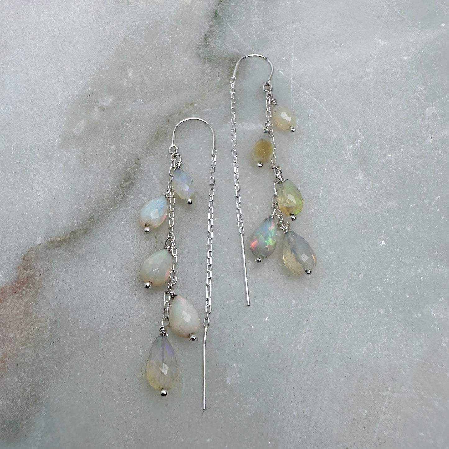 Opal Threader Earrings | Sterling Silver