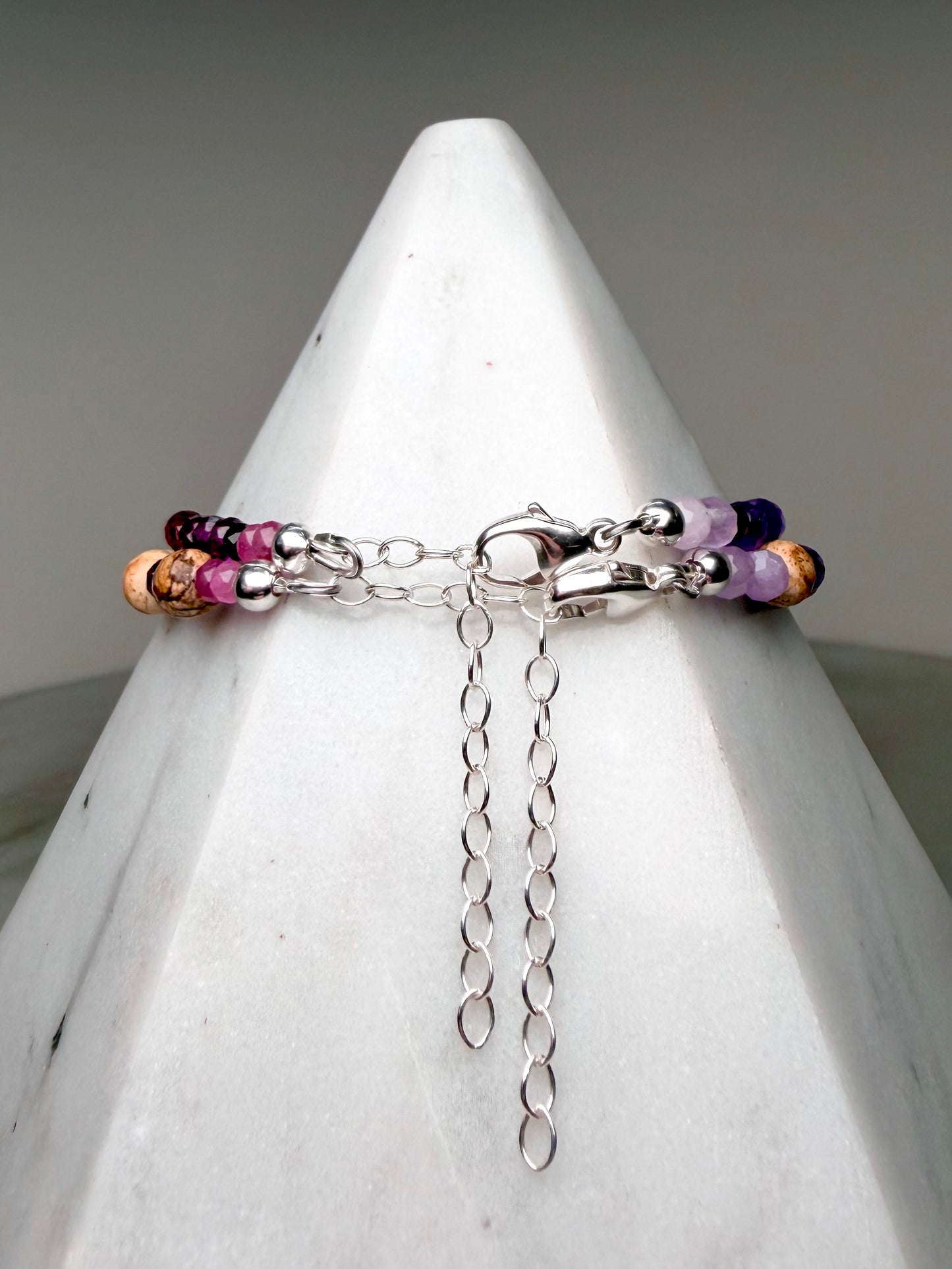 Black Spinel & Rainbow Gemstone Bracelet | Sterling Silver