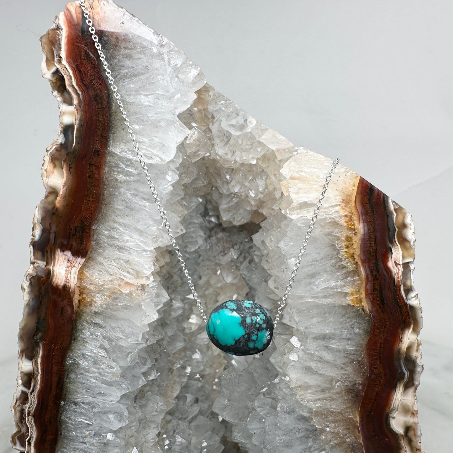 Turquoise Floating Necklace | Sterling Silver