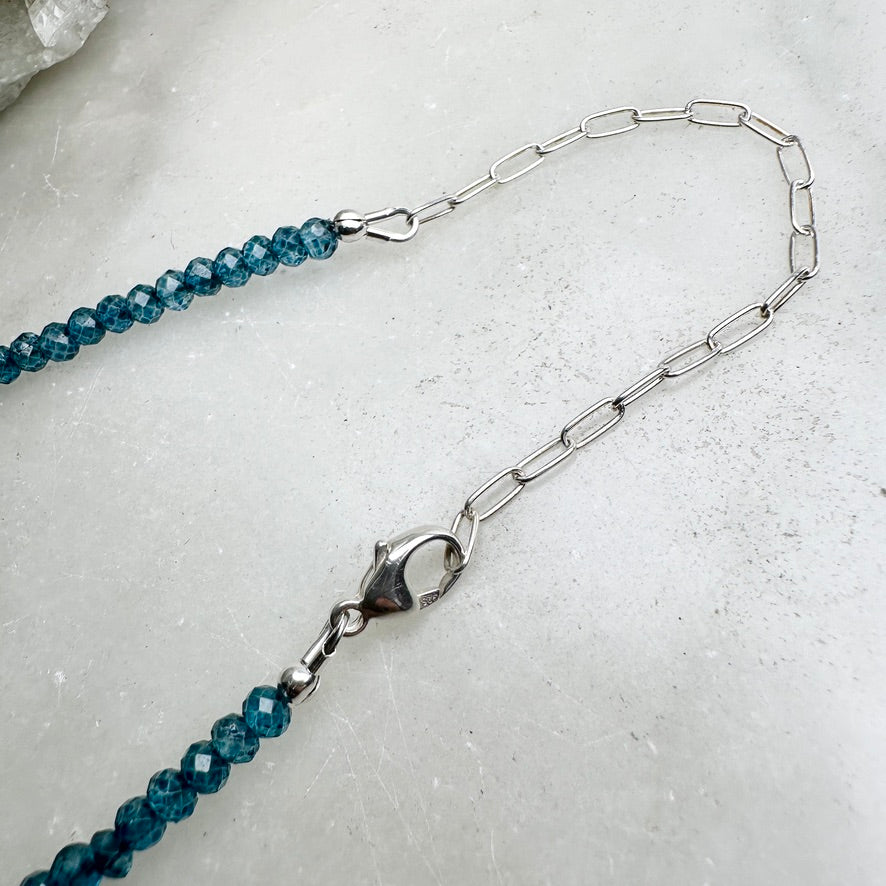 London Blue Topaz Beaded Necklace | Sterling Silver