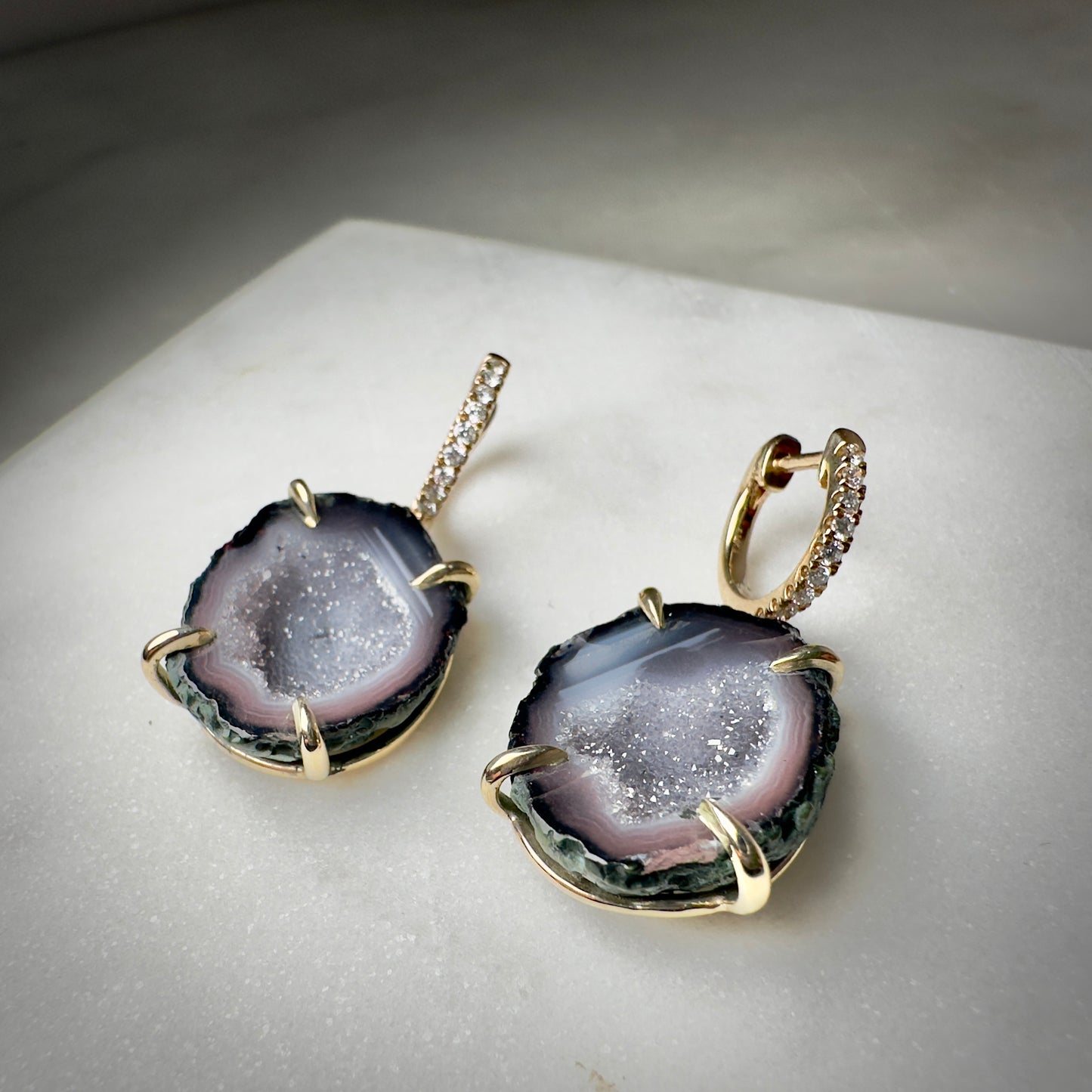 Tabasco Geode & Diamond Earrings