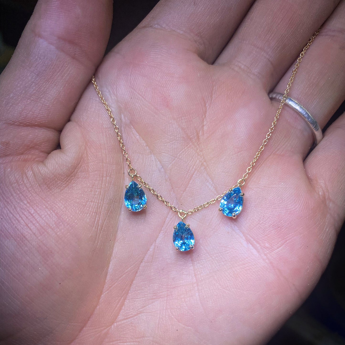 Zircon Trio Necklace | 14k Yellow Gold