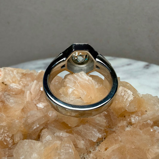 Art Deco Inspired Old European Cut Diamond Ring | Platinum