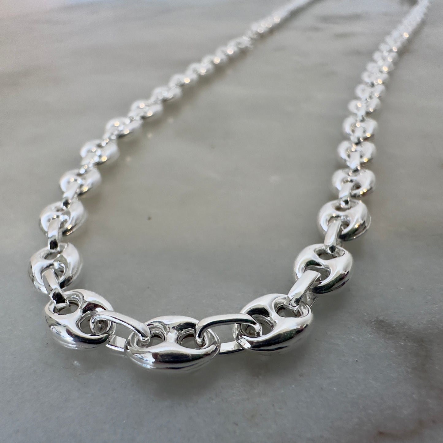 Puffed Anchor Chain in Sterling Silver | 6.5mm Wide