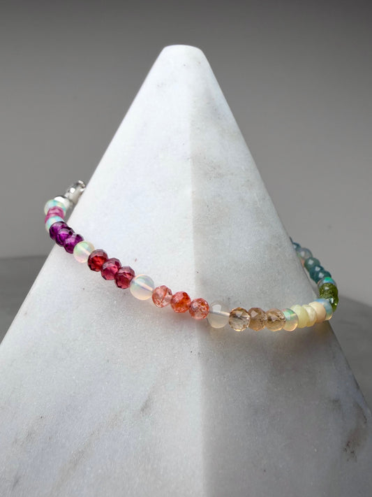 Opal & Rainbow Gemstone Bracelet | Sterling Silver