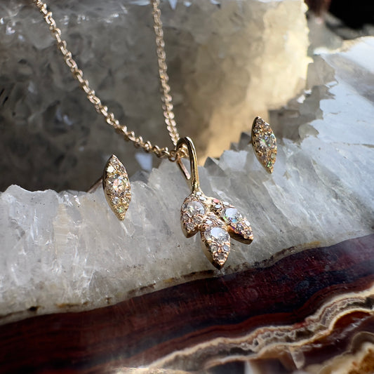 Mini Leaf Studs | 14k Yellow Gold