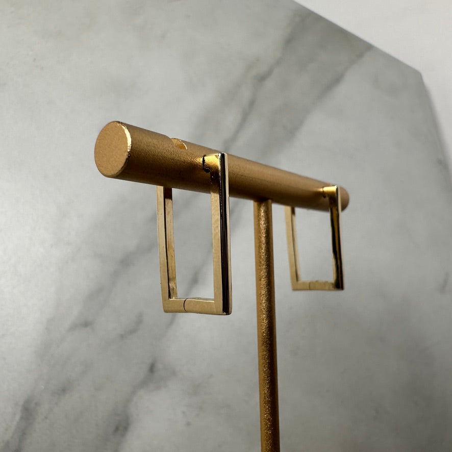 Geometric Rectangle Hoops | 14k Yellow Gold