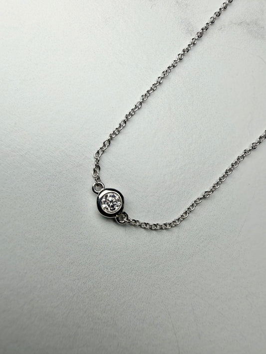 Diamond Station Necklace | 14k White Gold