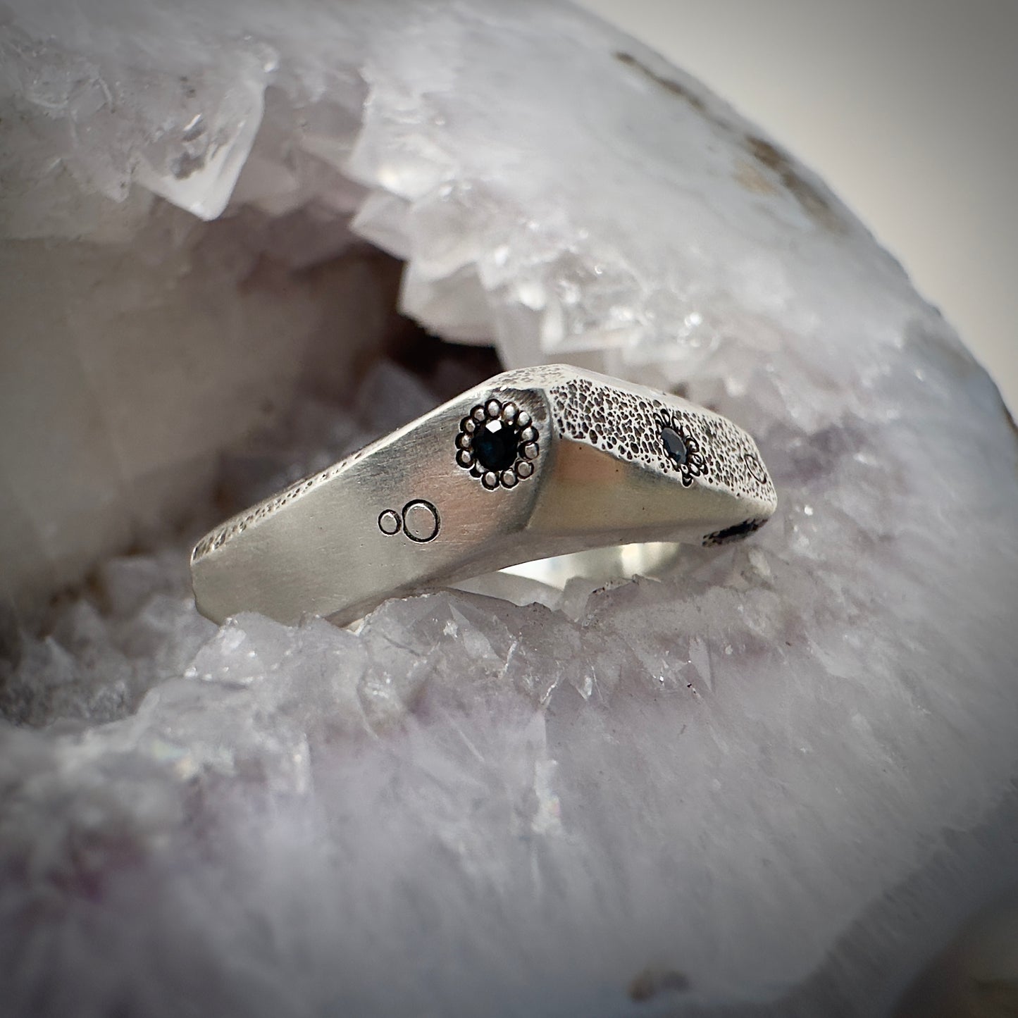 Sculptural Sapphire Ring | Sterling Silver