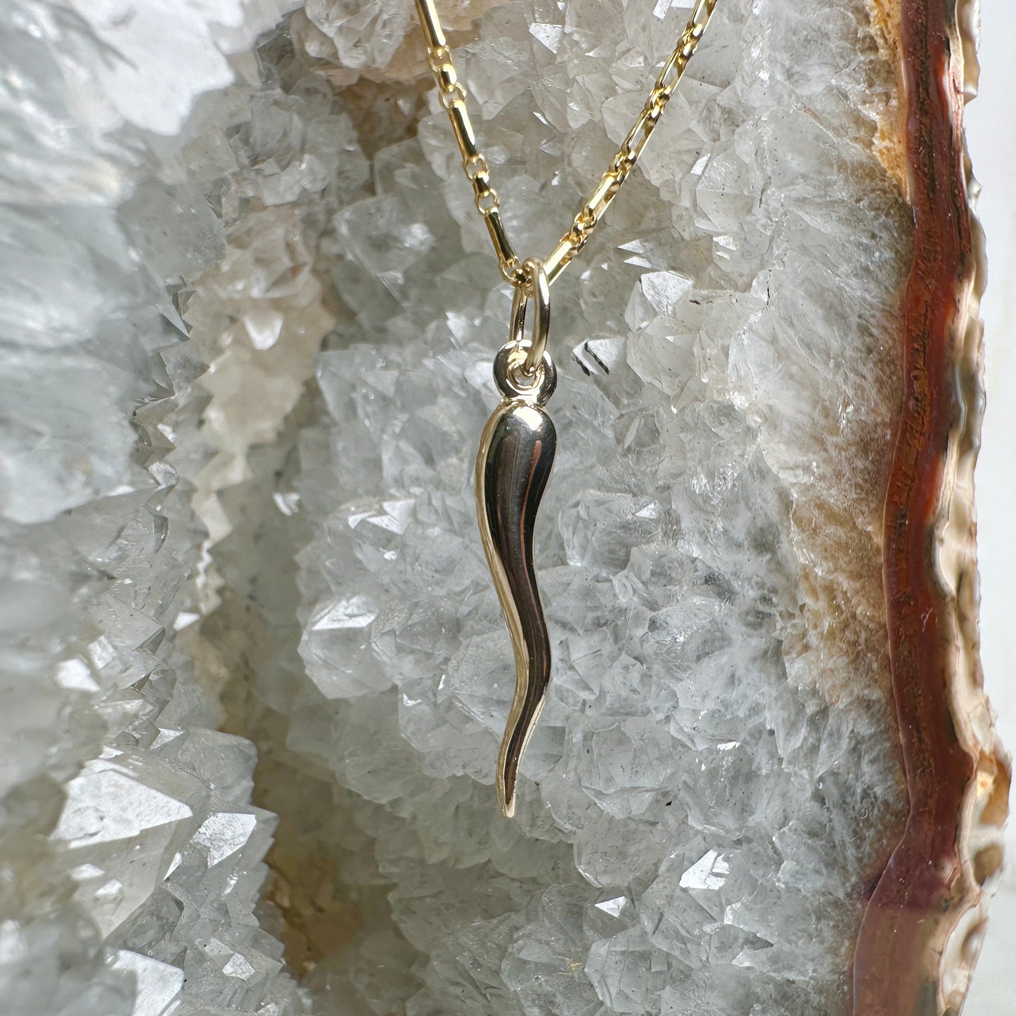 Large Cornicello Italian Horn Charm | 14k Yellow Gold