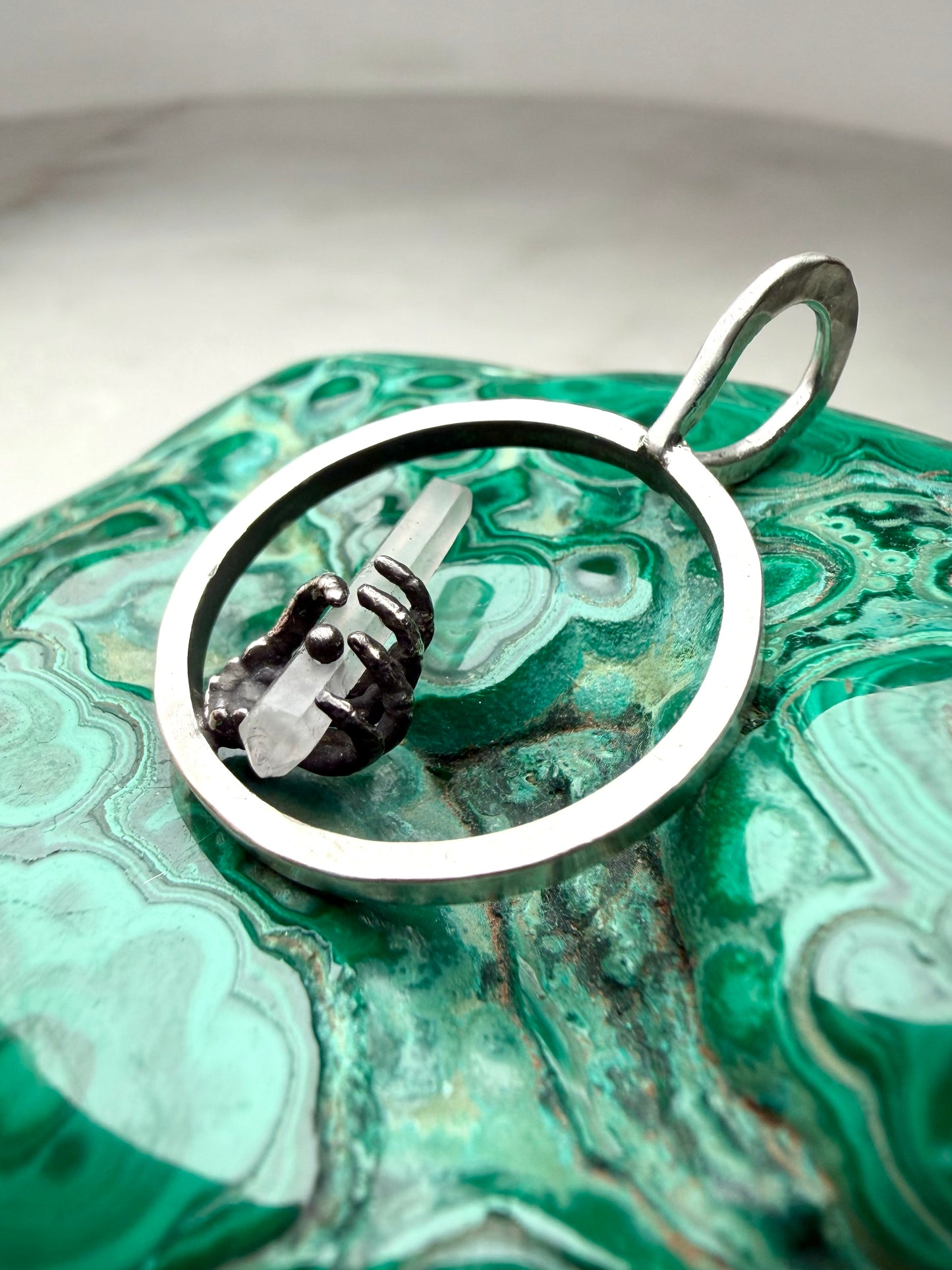 Hand of Glory Quartz Pendant | Sterling Silver