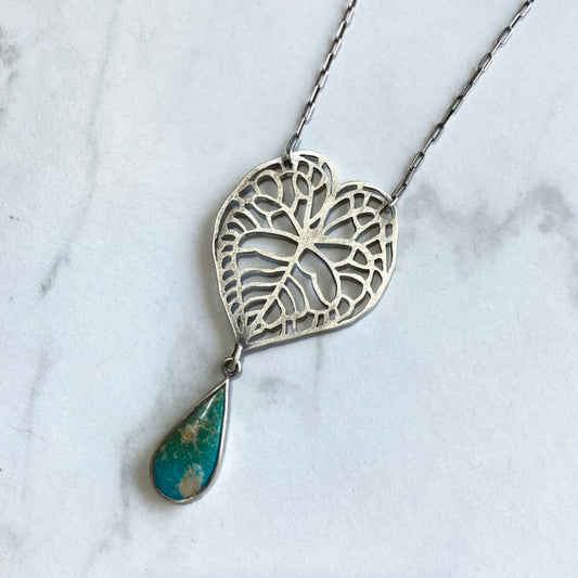 Anthurium Clarinervium Necklace with Turquoise