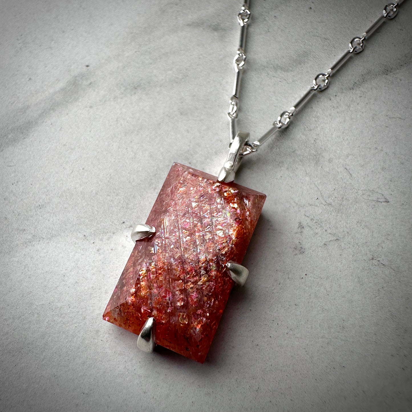 Geometric Sunstone Pendant