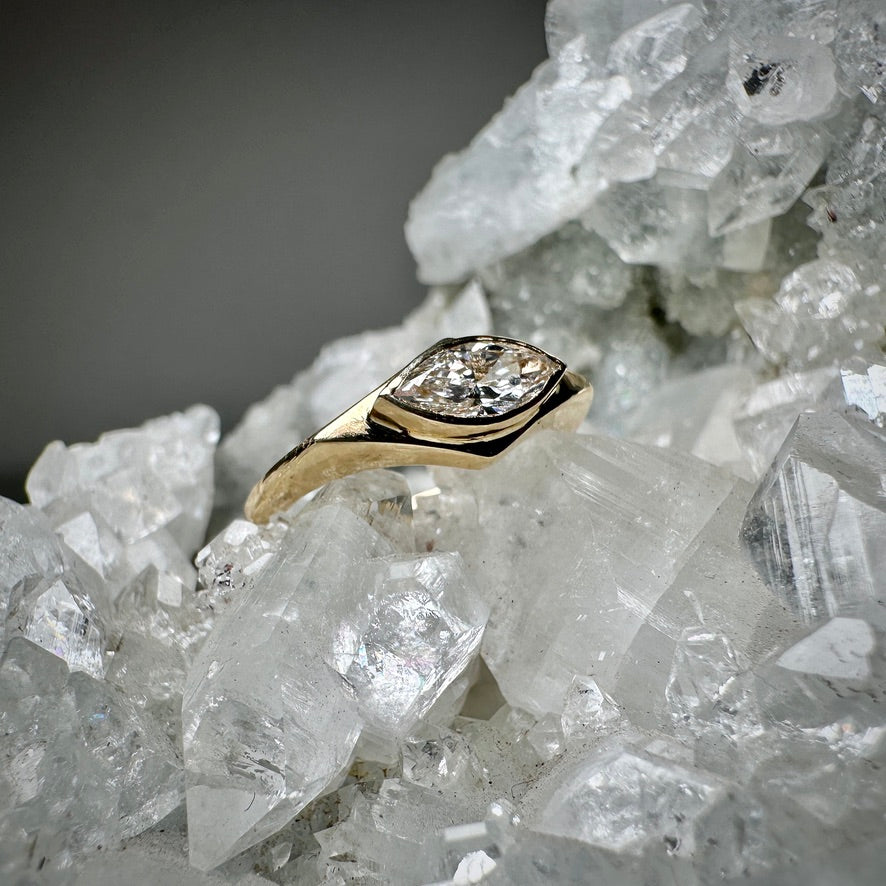 Marquise Diamond Ring in 14k Yellow Gold