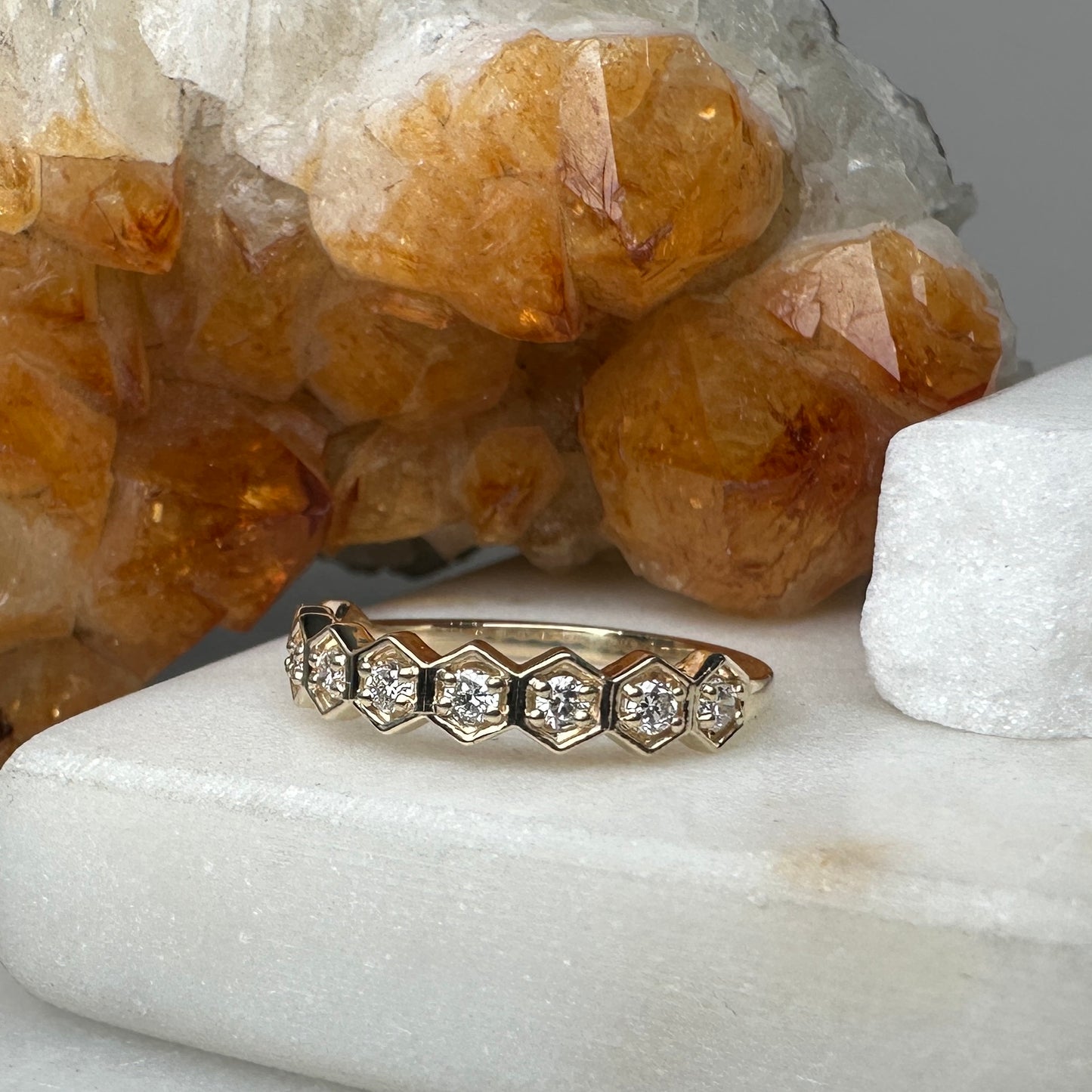 Geometric Lab Grown Diamond Ring | 14k Yellow Gold