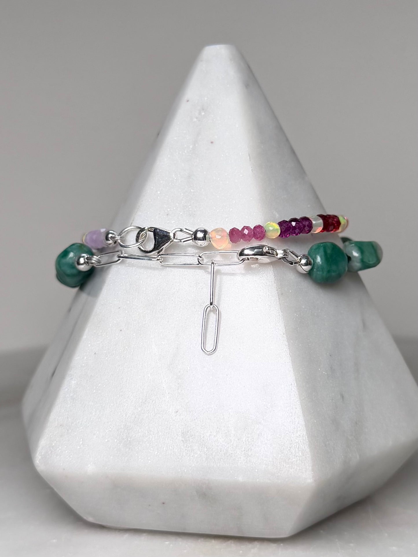 Jade Pebble & Black Spinel Bracelet | Sterling Silver