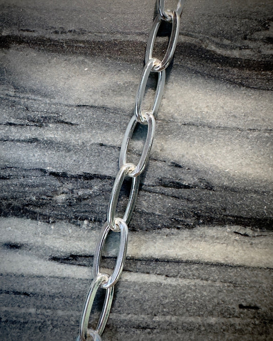 Paperclip Chain Bracelet | 7.5" Long | Sterling Silver