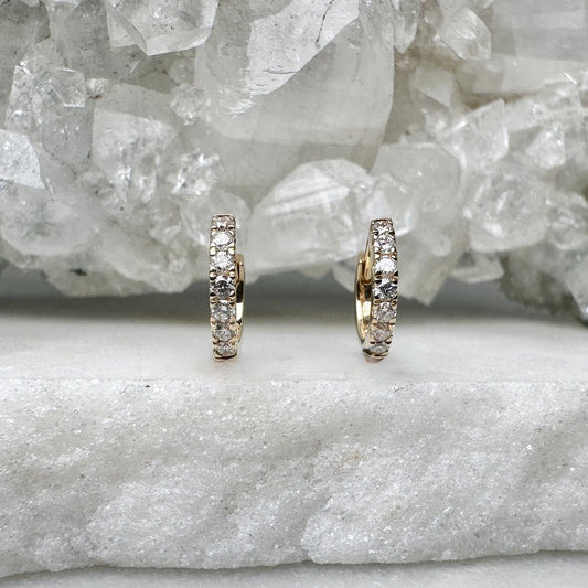 Diamond Huggie Earrings | 14k Yellow Gold