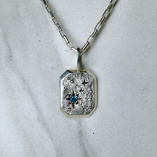 Celestial Sapphire Charm Pendant | Sterling Silver