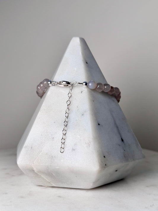 Botswana Agate Beaded Bracelet | Sterling Silver