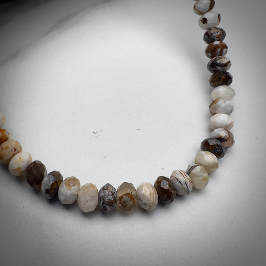 Petrified Wood Beaded Necklace | Sterling Silver