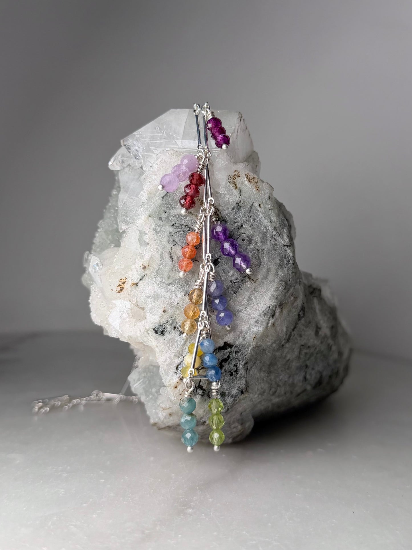Rainbow Droplet Necklace | Sterling Silver